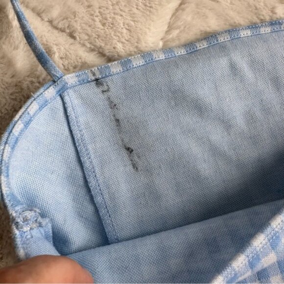 Emily June | Blue & White Check Halter Strap Plaid Bodycon Dress | Size Medium - Picture 4 of 10